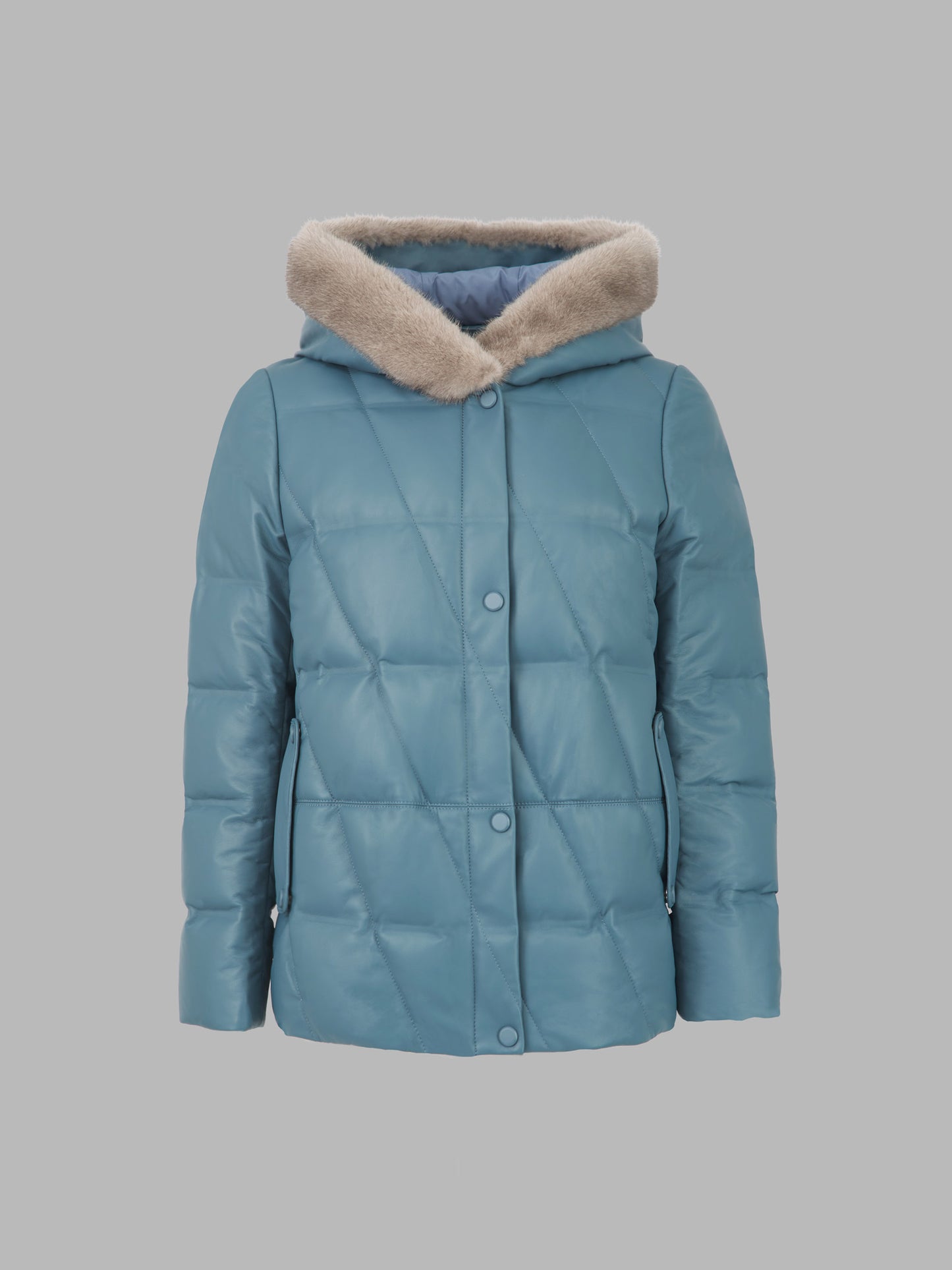 小羊皮羽絨外套