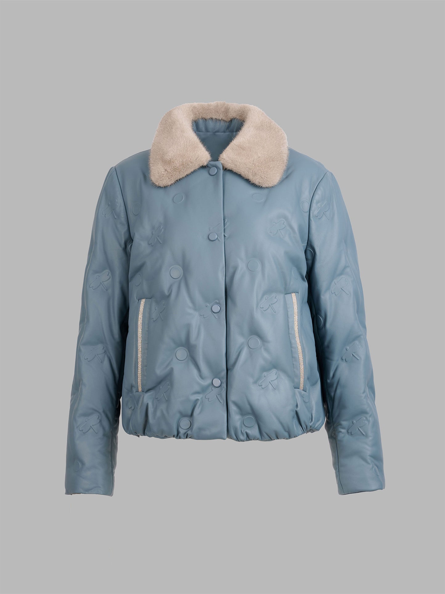 貂毛領小羊皮羽絨外套