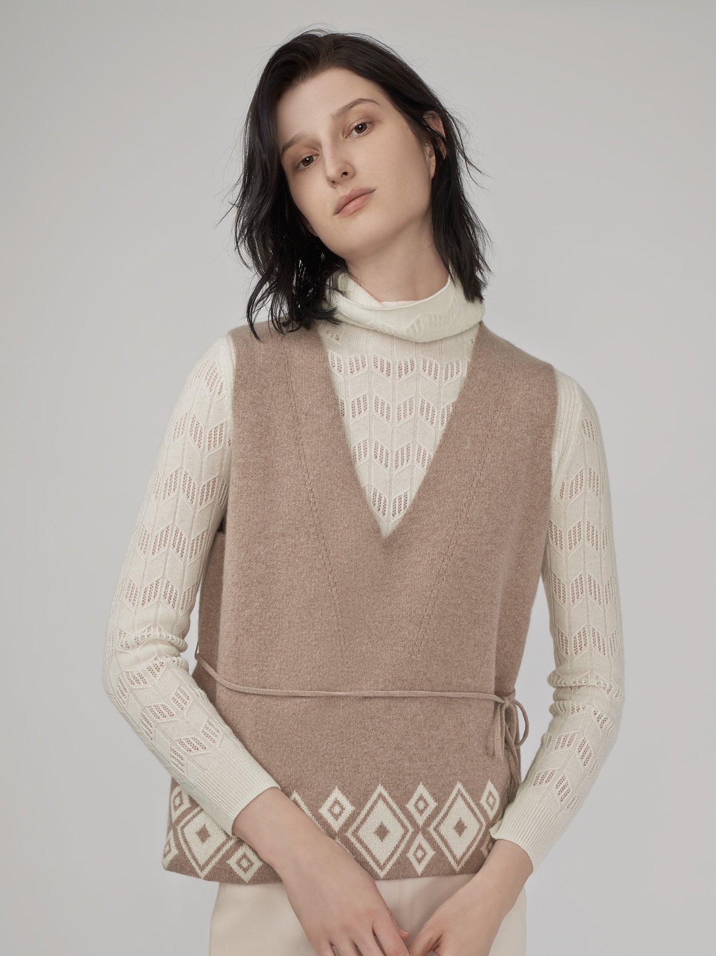 純羊絨針織背心