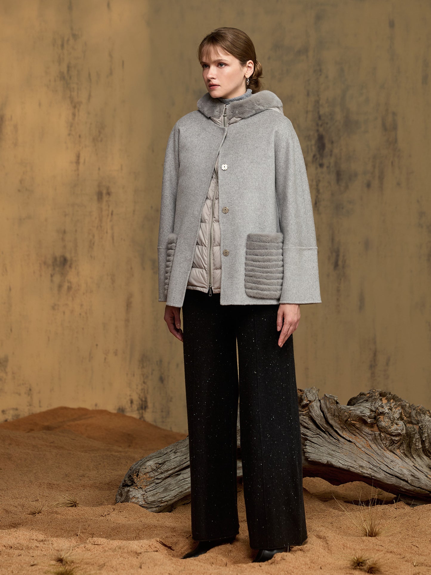 羊絨貂毛羽絨套組