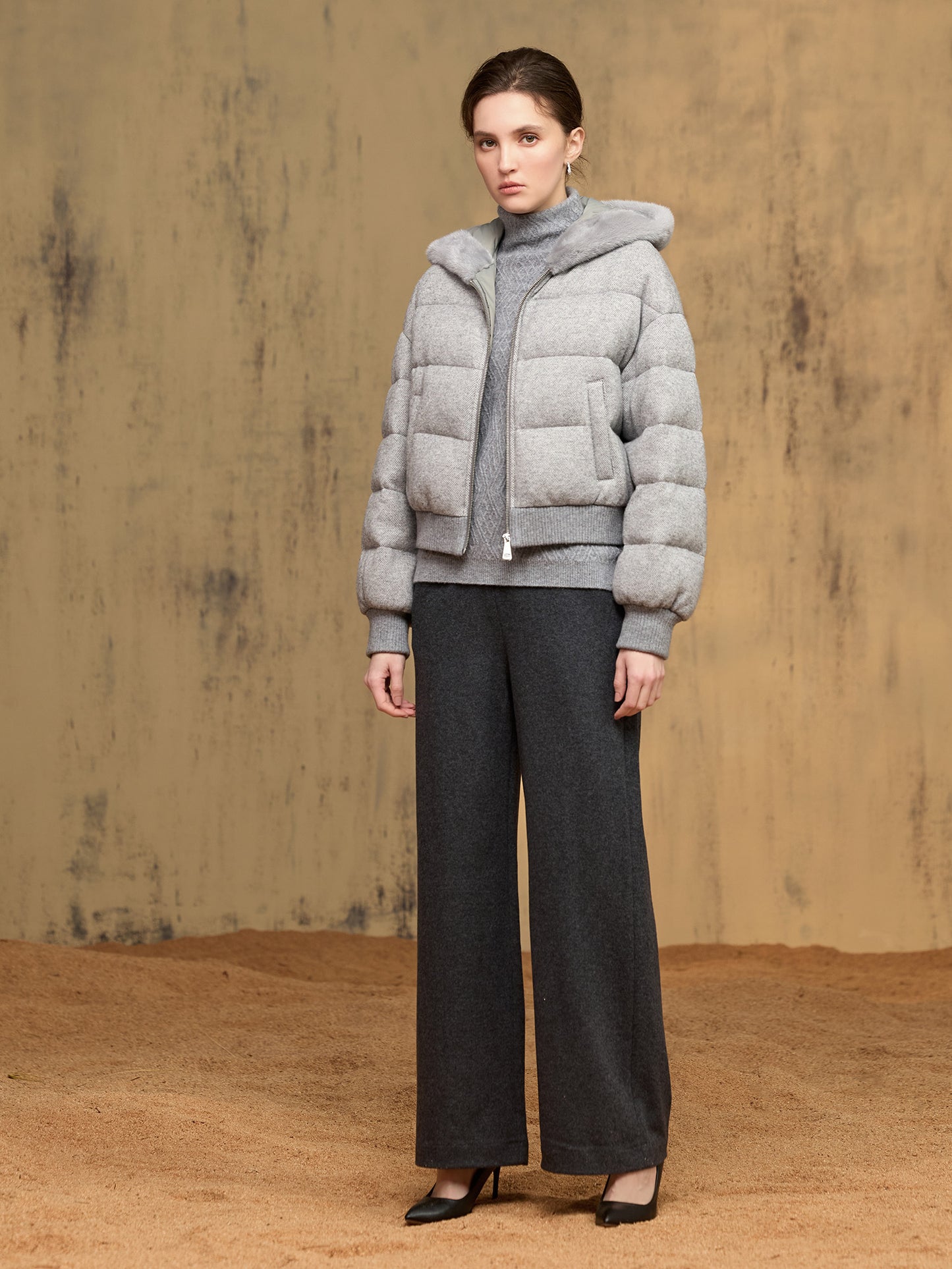 純羊絨羽絨外套