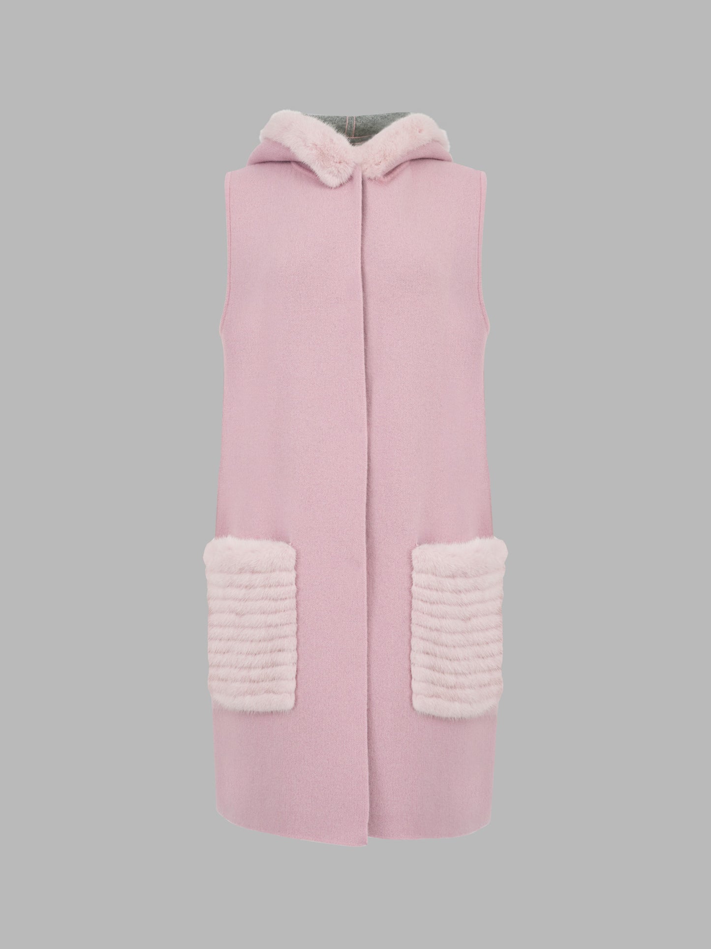 貂毛純羊絨長背心