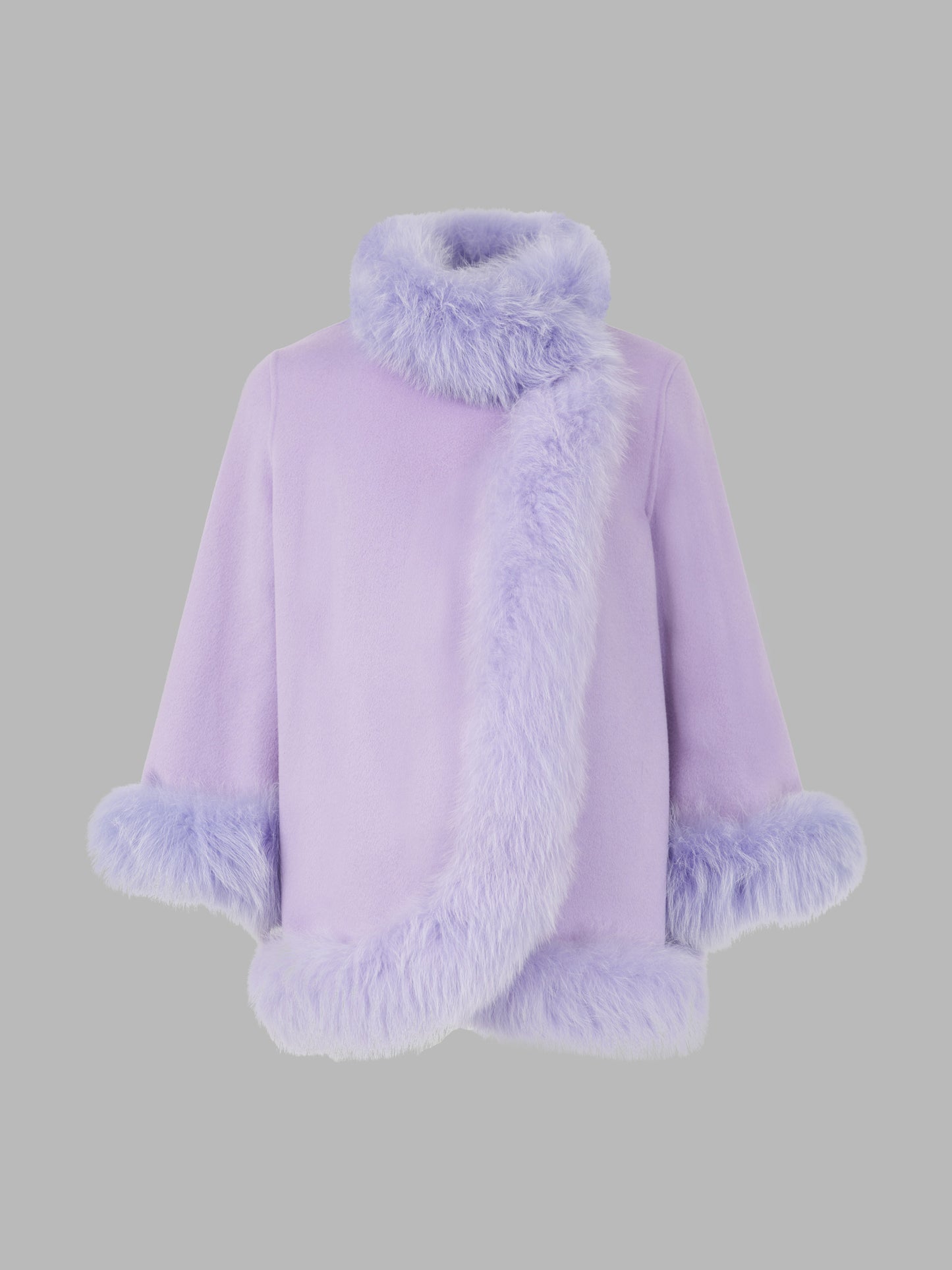 狐毛羊毛短大衣