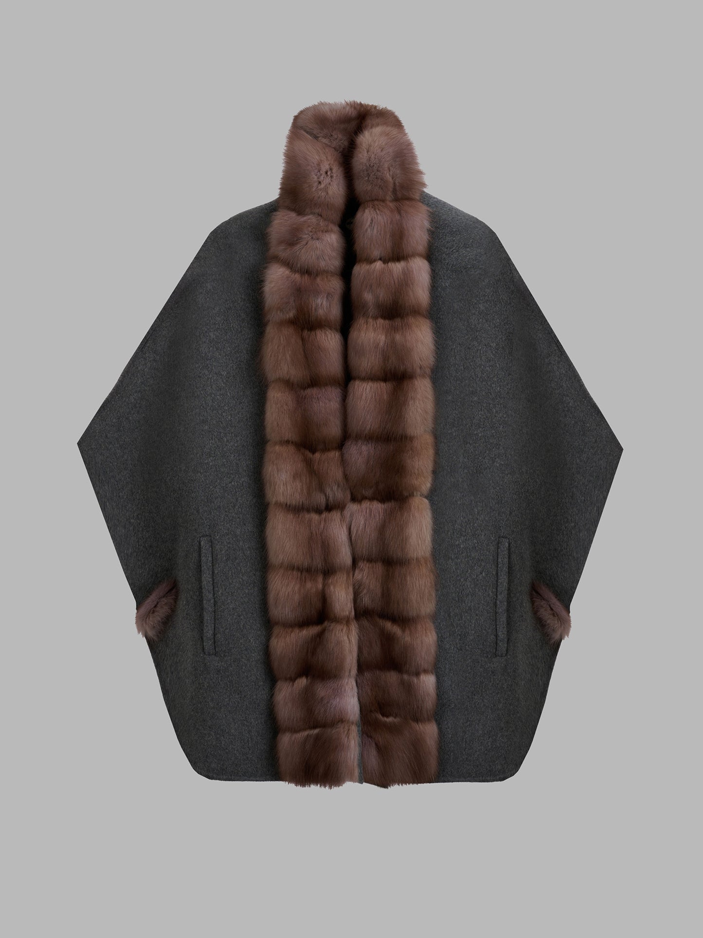 紫貂純羊絨斗篷式外套