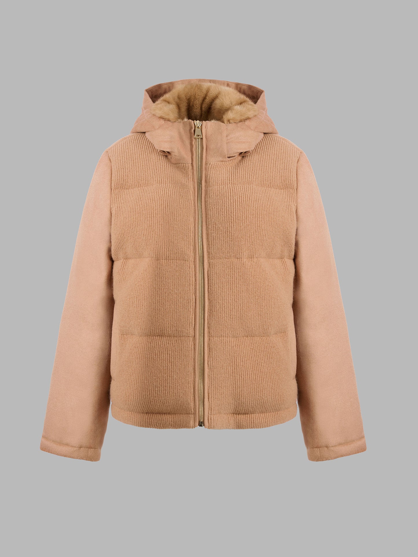 貂毛領連帽羽絨外套