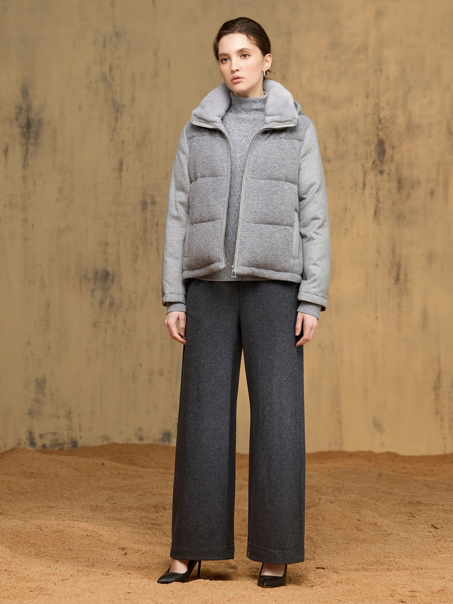 貂毛領連帽羽絨外套