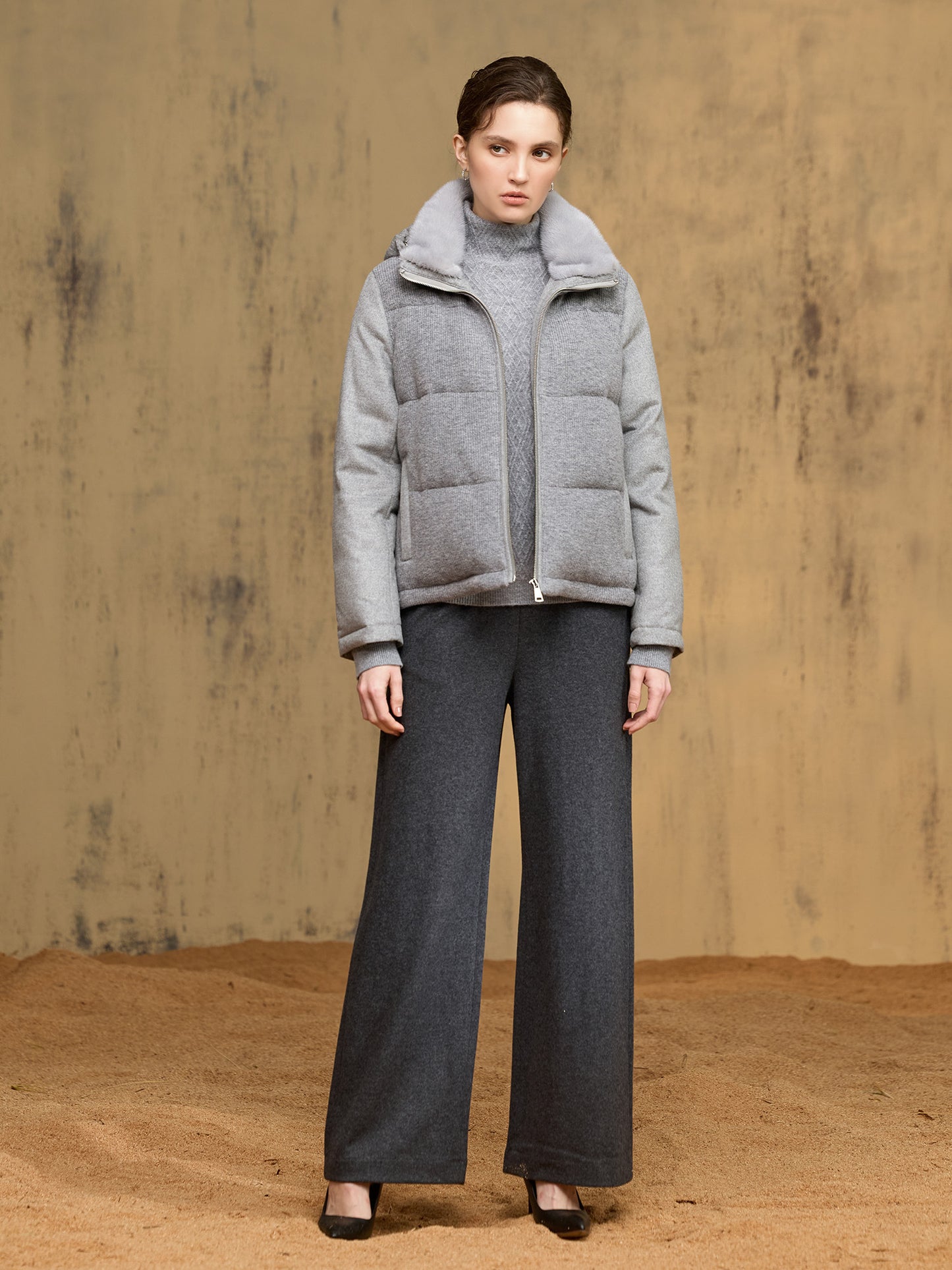 貂毛領連帽羽絨外套