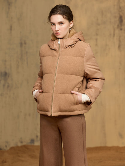 貂毛領連帽羽絨外套