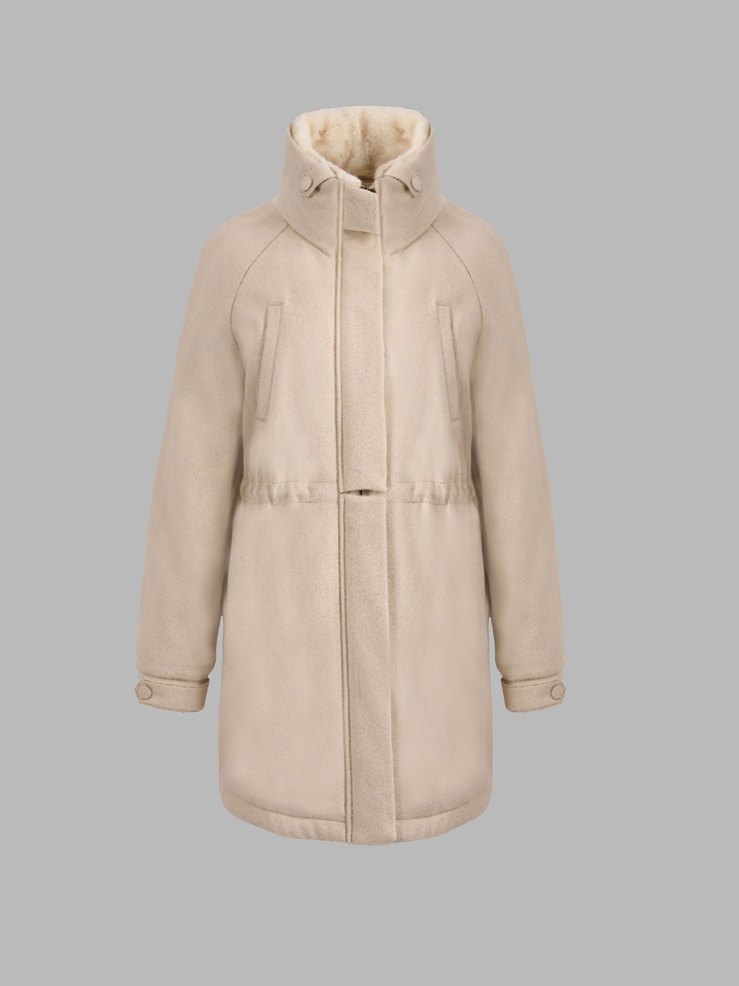 貂毛領羽絨長外套