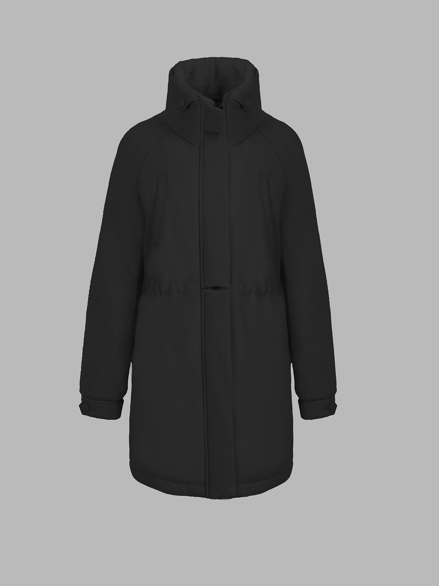 貂毛領羽絨長外套