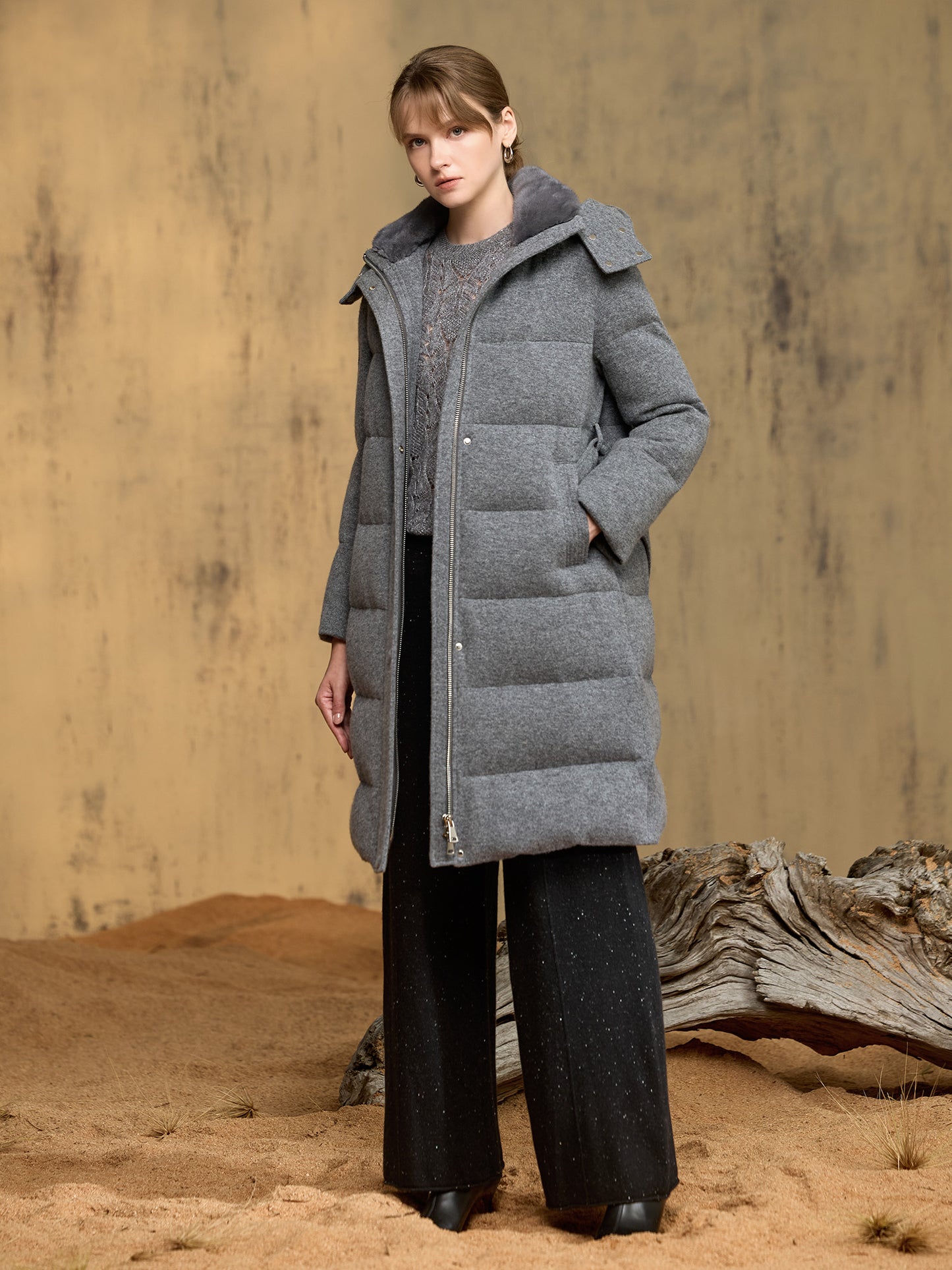 貂毛純羊絨鵝絨大衣