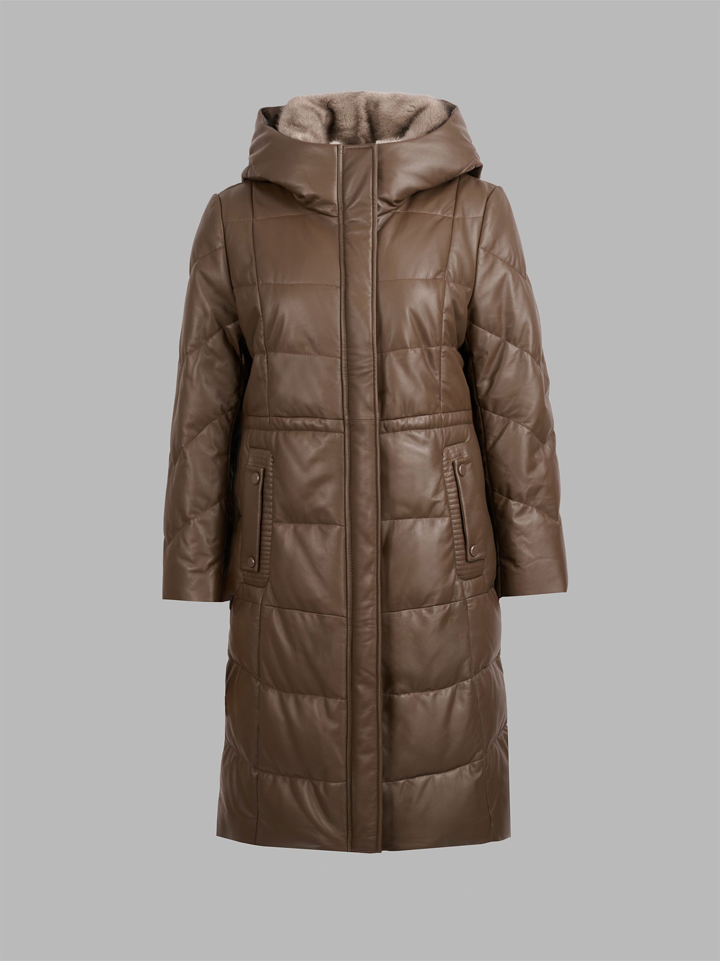 貂毛領小羊皮羽絨大衣