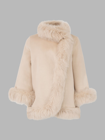 狐毛羊毛短大衣